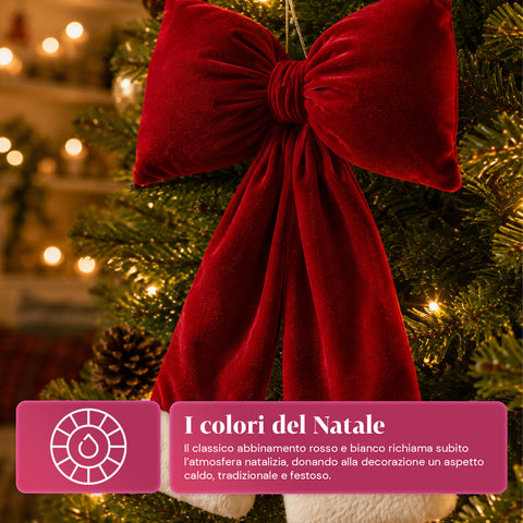 saint joy fiocco albero di natale in velluto rosso con doppia coda 2 misure ean 8050043128515