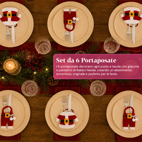 saint joy portaposate natalizi babbo natale set 6 pezzi in tnt e poliestere ean 8050043128065