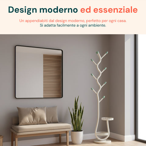 avilia home appendiabiti moderno in metallo bianco con 2 vassoi circolari 24 cm struttura robusta e salvaspazio h 1665 cm ean 8052879010217