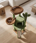 puppy lovers albero tiragraffi per gatti a forma di cactus 1065 cm torre tiragraffi in sisal naturale con casetta cuccia a cestino e pallina gioco design moderno verde e marrone ean 8054806950849