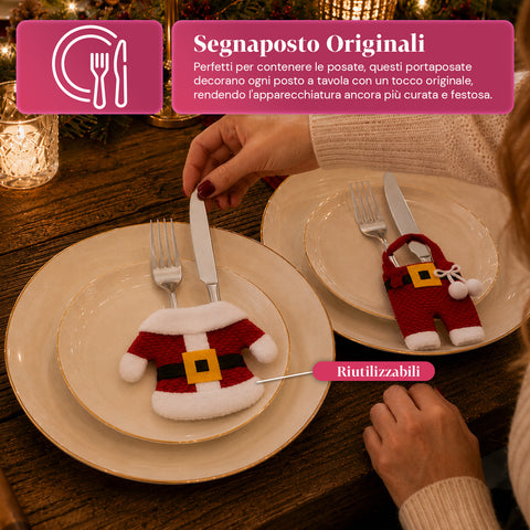 saint joy portaposate natalizi babbo natale set 6 pezzi in tnt e poliestere ean 8050043128065