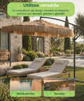 zendea ombrellone lampara da giardino effetto rafia altezza 275m con struttura in acciaio al carbonio con manovella e sostegno a croce ean 8050030810720