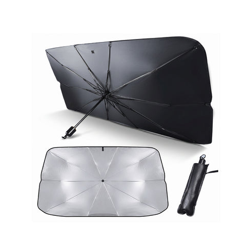 avilia home parasole per auto a ombrello protezione raggi uv universale dimensioni 140x80cm struttura a 10 aste in ferro e tessuto 170t pieghevole con custodia salvaspazio raffresca abitacolo ean 8052879014031