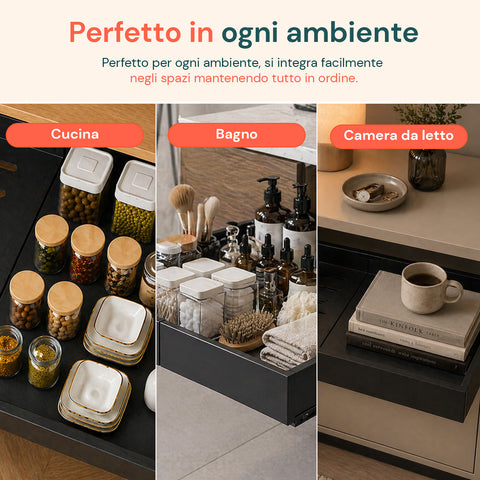 avilia home ripiano estraibile ed espandibile nero 3252 cm in metallo organizzatore scorrevole per mobili e dispensa ean 8052879010811