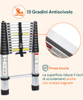 daimann scala telescopica professionale 13 gradini in acciaio uso domestico e lavoro ean 8056590070628