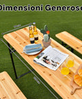 garden friend set birra rettangolare pieghevole in ferro e legno 3 elementi 70x220cm verde ean 8023755029272