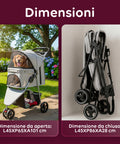 puppy lovers passeggino per cani e gatti pieghevole grigio cabina trasparente con visione a 360 carrello per animali domestici in acciaio e oxford con portabicchieri e cestello portata 15kg ean 8054806950276