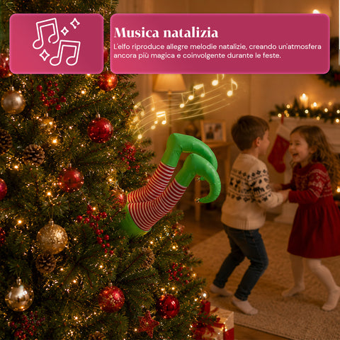 saint joy babbo natale incastrato nellalbero con gambe animate e musica ean 8050043128041