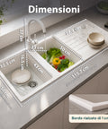 avilia home lavello cucina a due vasche con o senza gocciolatoio bianco o nero rubinetto incluso ean 8056819079098