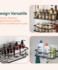 avilia home set 2 mensole adesive da parete in acciaio nero per bagno e cucina ean 8052879010668