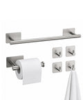 avilia home set 5 accessori bagno adesivi grigio in acciaio inox portata 25kg completo di porta rotolo e ganci per asciugamani ean 8052879012020