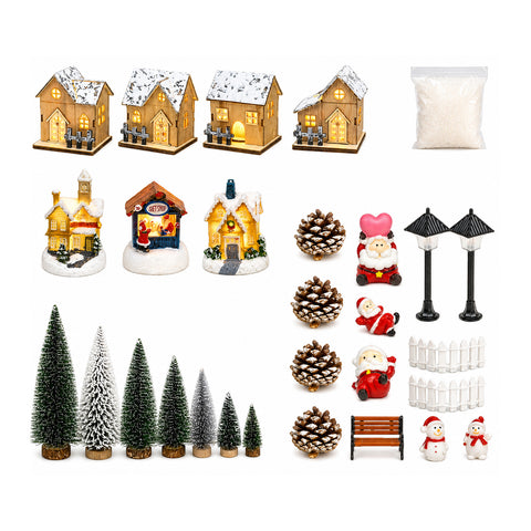 saint joy villaggio natalizio 30 pezzi in resina con casette luminose e neve ean 8050043127969