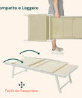 Lettino Da Mare Pieghevole Con Parasole In Alluminio 183x61x38cm Beige