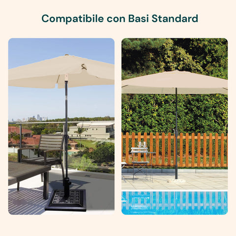Ombrellone da Giardino 3x3 Regolabile con Snodo Inclinabile e Carrucola