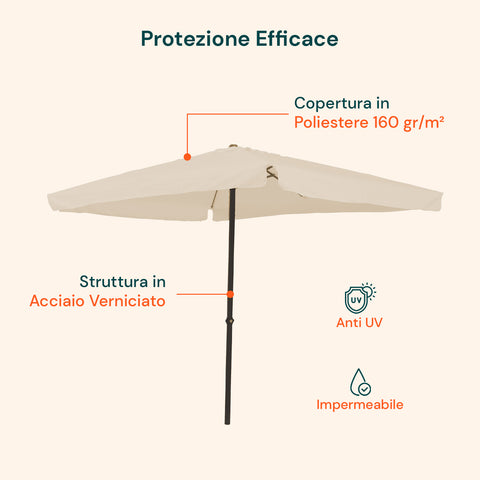 Ombrellone da Giardino 3x3 Regolabile con Snodo Inclinabile e Carrucola