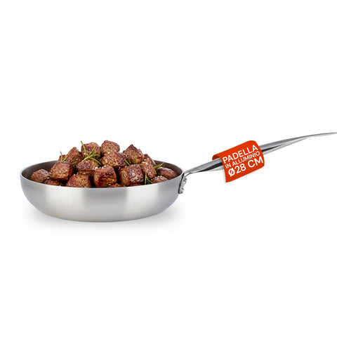 Hohe konische Aluminiumpfanne mit Edelstahlgriff 28cm