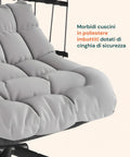 Poltrona a Dondolo Sospesa Gaia Grey in Rattan Artificiale Grigio Struttura Acciaio con Cuscini e Portata 140 kg Ean 8023755069100