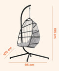 Poltrona a Dondolo Sospesa Gaia Grey in Rattan Artificiale Grigio Struttura Acciaio con Cuscini e Portata 140 kg Ean 8023755069100