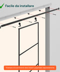 Porta Scorrevole Con Vetro Trasparente E Struttura In Alluminio 96x220cm Nero