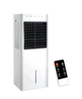 Raffrescatore d'aria evaporativo portatile con telecomando, design bianco moderno, capacità 9,3L e funzione di raffreddamento ad acqua per estate