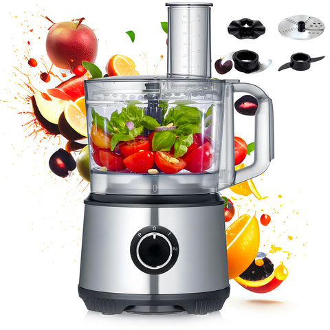 Robot da Cucina Multifunzione Food Processor 600W Contenitore 1,25L con Lame e Dischi in Acciaio Ean-7426896418652