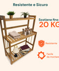 Scaffale resistente e sicuro sostiene fino a 20kg per ripiano, facile da montare, perfetto per piante, asciugamani e libri