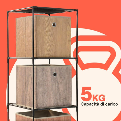 Scaffali Modulari 3 Ripiani in Stoffa-Set 2 Pezzi Altezza Regolabile 98x34x34cm Ean 8056819050196