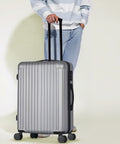 Set 3 Trolley Con Manico Telescopico E Ruote 56/66/76cm Argento