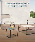 Set Cannes Salotto Con Tavolo In Vetro E 2 Poltrone