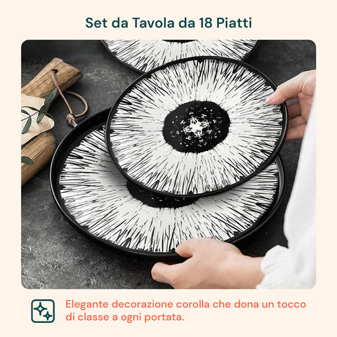 Servizio Piatti 18 Pezzi In Porcellana Decoro Corolla Per 6 Posti Tavola