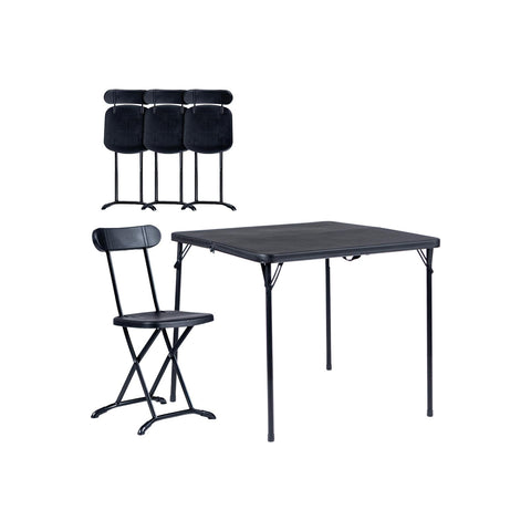 Set Tavolo Pieghevole a Valigetta con 4 Sedie in Acciaio Verniciato Antracite Horeca Ean-8023755053482