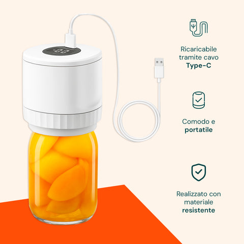 Sigillatore sottovuoto con ricarica USB-C, design portatile e comodo, realizzato con materiale resistente per uso domestico