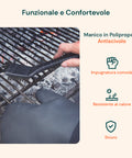 Spazzola Barbecue Pulizia Griglia con Setole e Raschietto in Acciaio e Manico in PP Ergonomico Antiscivolo Ean 8023755068837