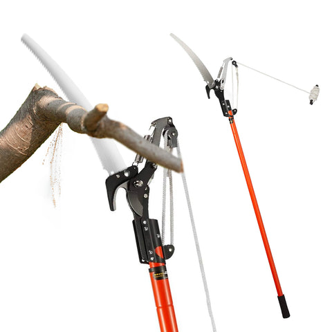 Baumschere mit Teleskopstange 2,4 m, Stahlsäge und Nylonseil