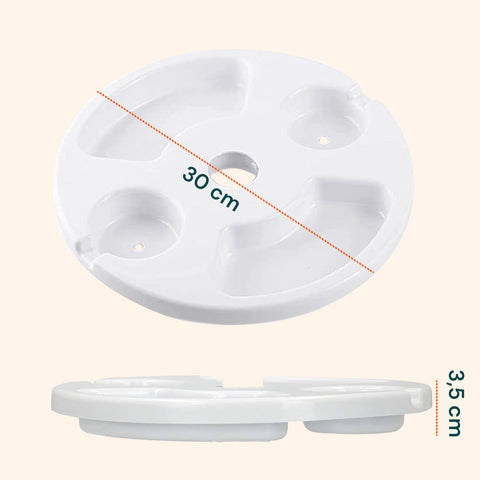 Dettaglio finale tavolino per ombrellone bianco Ø30cm che mostra la qualità del design e la finitura elegante del prodotto