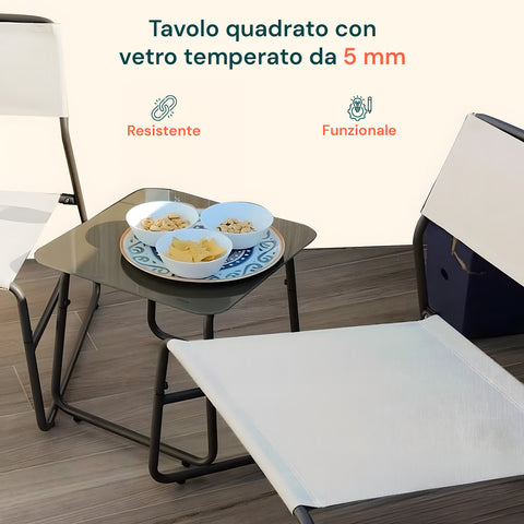 Set Cannes Salotto Con Tavolo In Vetro E 2 Poltrone