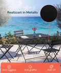 Set Koby Double Salotto Con Tavolo E 4 Sedie Pieghevoli In Metallo Antracite