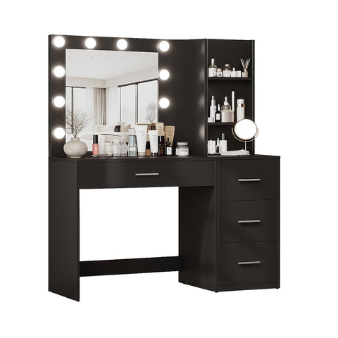 Schminktisch mit Spiegel und LED-Beleuchtung (3 Farben: Natur, Warm, Kalt) für Make-up und Organisation