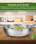 Casseruola Svasata Alta Alluminio Satinato Riciclato – Ø 24/28/32 cm