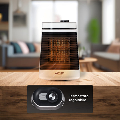 Wintem Stufa Elettrica Termoventilatore 1500W Oscillante con Termostato e 2 Livelli di Potenza Ean-8052286431254