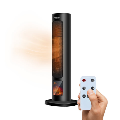 Keramik-Heizlüfter 2000W mit Fernbedienung, 12h-Timer und Flammeneffekt