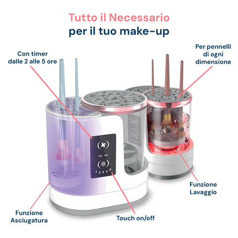 Pulitore Pennelli 3 in 1 Elettrica Automatica con Lavaggio e Asciugatura