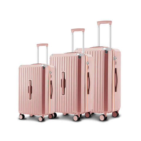 Valigie Trolley Rosa 56-66-76 cm in ABS con Doppie Ruote Girevoli