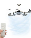 Ventilatore Da Soffitto 4 Pale A Scomparsa Con Luce E Telecomando 35w
