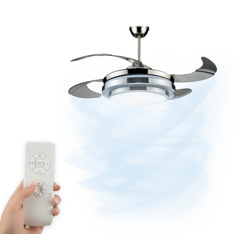 Deckenventilator 4 einziehbare Flügel mit Licht und Fernbedienung 35W