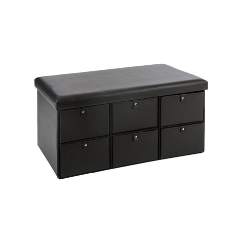 Doppel-Sitzhocker mit 6 Schubladen, Schwarz