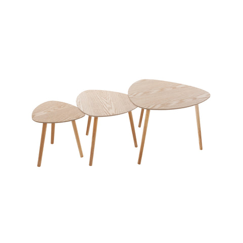3er-Set ausziehbarer Beistelltische aus Holz 40-48-60 cm