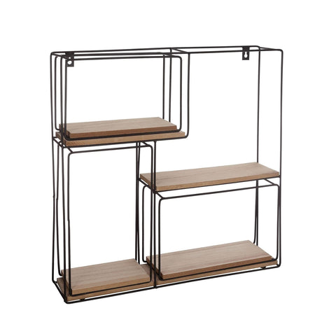 Set mit 4 modularen Wandregalen aus Holz und Metall 49x48x9,5cm