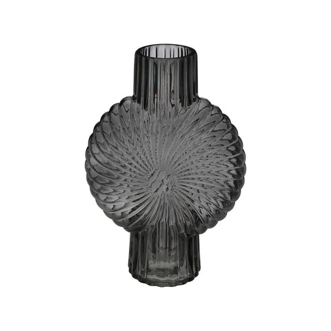Vase aus grauem Glas Coquillage H32cm