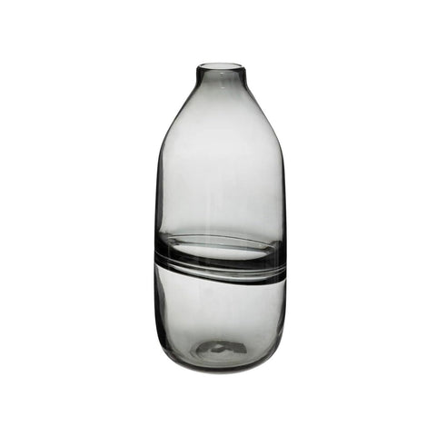 Flache Vase Line aus grauem Glas H30cm